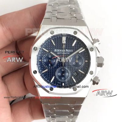 Perfect Replica Audemars Piguet Royal Oak Deep Blue Dial Stainless Steel Chronograph Watch